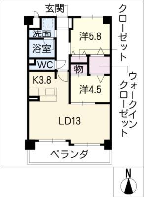 フォーリア(2LDK/4階)の間取り写真