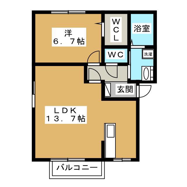 メゾン・ド・リラ B棟(1LDK/2階)の間取り写真