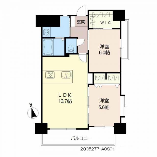 グランデール(2LDK/8階)の間取り写真