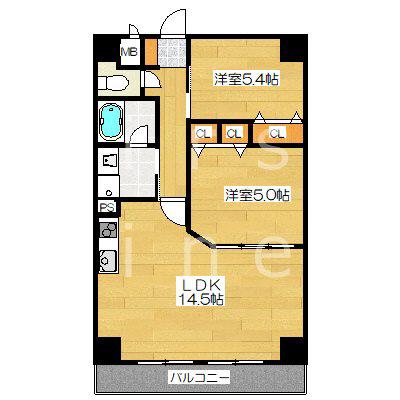 インサイトルポ山科椥辻(2LDK/6階)の間取り写真