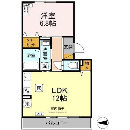 サキクサノ郷III(1LDK/1階)の間取り写真