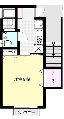 メイプル運河(1K/2階)の間取り写真