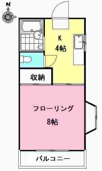 イーストハイムシライ(1K/2階)の間取り写真