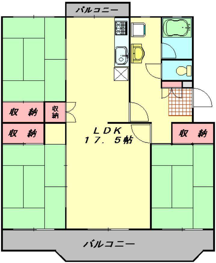 東新井団地 7号棟(3LDK/4階)の間取り写真