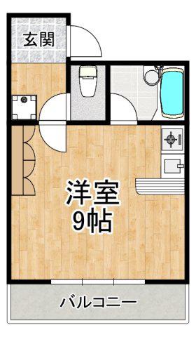 アルファビル(ワンルーム/2階)の間取り写真