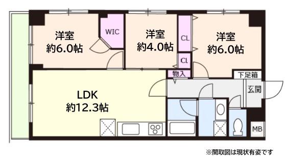グランパレ魚崎(3LDK/4階)の間取り写真