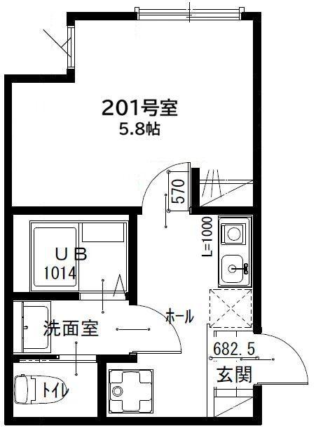セジュール(1K/2階)の間取り写真