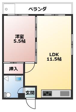 丸進アパート(1LDK/2階)の間取り写真