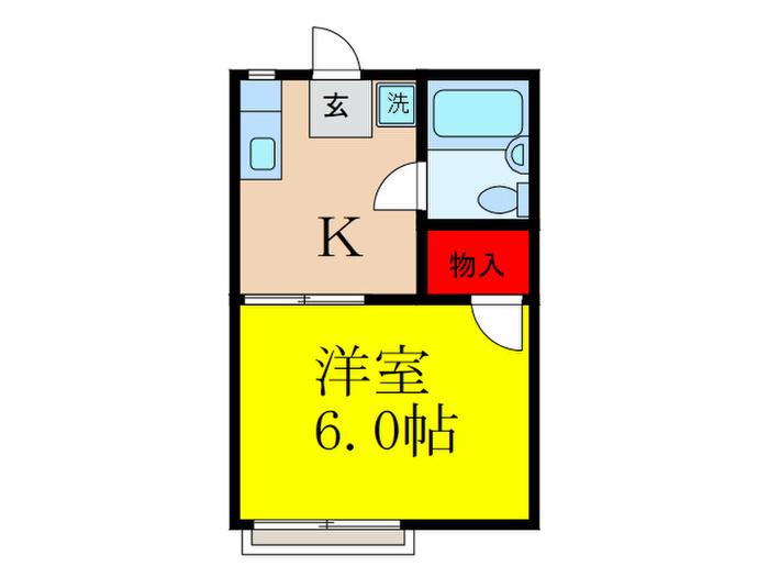 ホットスタッフ(1K/2階)の間取り写真
