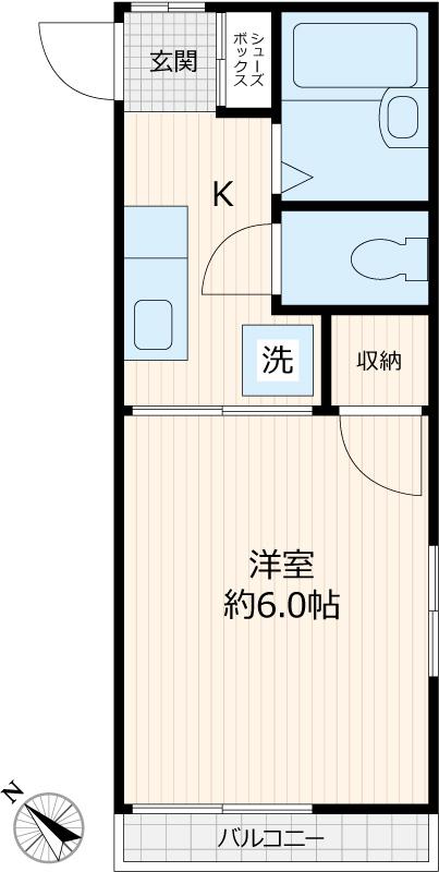 エクセル習志野(1K/1階)の間取り写真