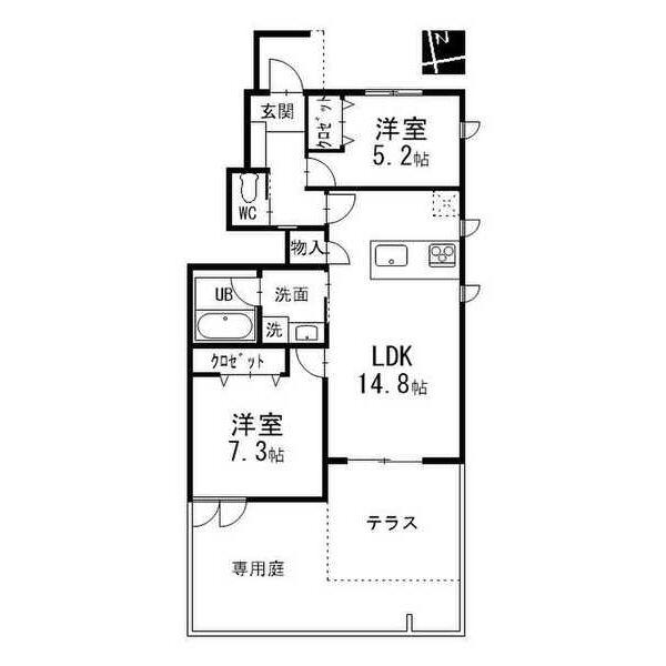 シーズンステージ本山(2LDK/1階)の間取り写真