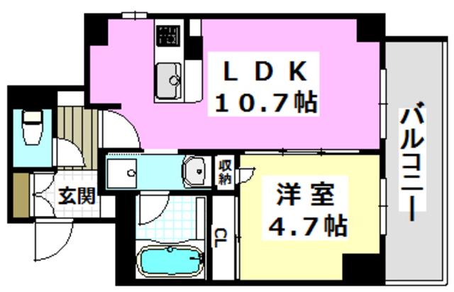 フィアクレー茨木元町(1LDK/4階)の間取り写真