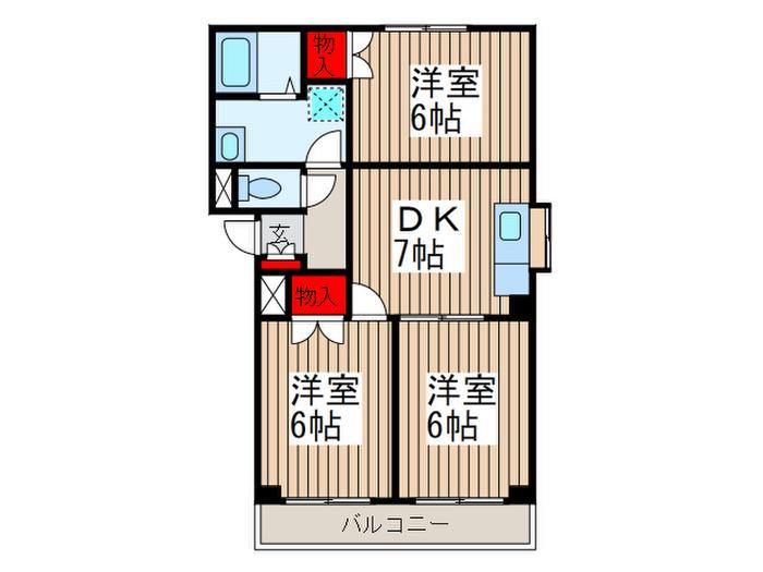 サンシードA棟(3DK/2階)の間取り写真