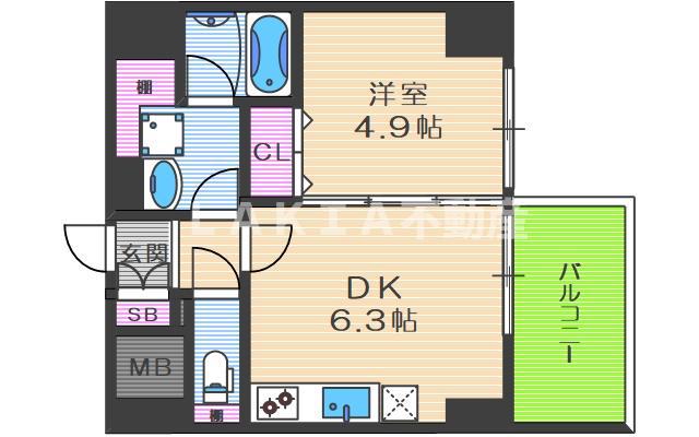 VIVIFURUYA豊崎(1DK/2階)の間取り写真