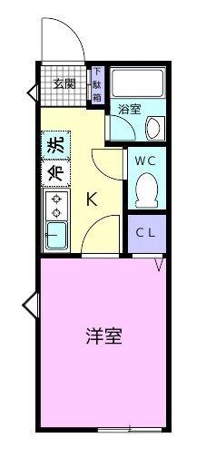 TJ杭ノ瀬II B(1K/1階)の間取り写真