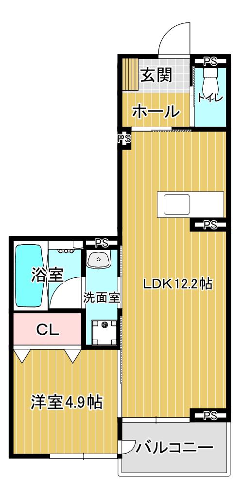センチュリーハイムヒルサイドテラスII(1LDK/2階)の間取り写真