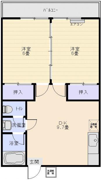 コーポ国府(2DK/2階)の間取り写真