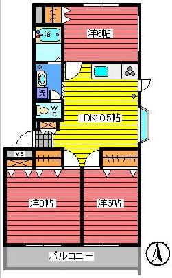 リーフハイツ(3LDK/2階)の間取り写真