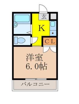 サウスロードIII(1K/1階)の間取り写真