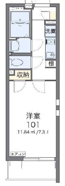 クレイノ城山III(1K/2階)の間取り写真