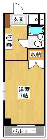 グランディール宝津(1K/3階)の間取り写真