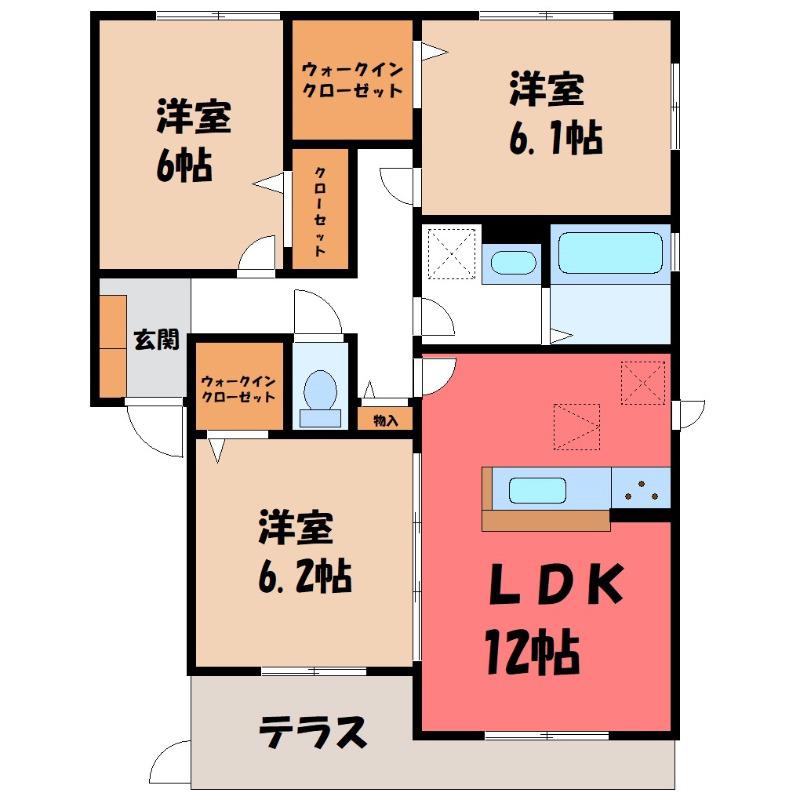 アクセル イースト(3LDK/1階)の間取り写真