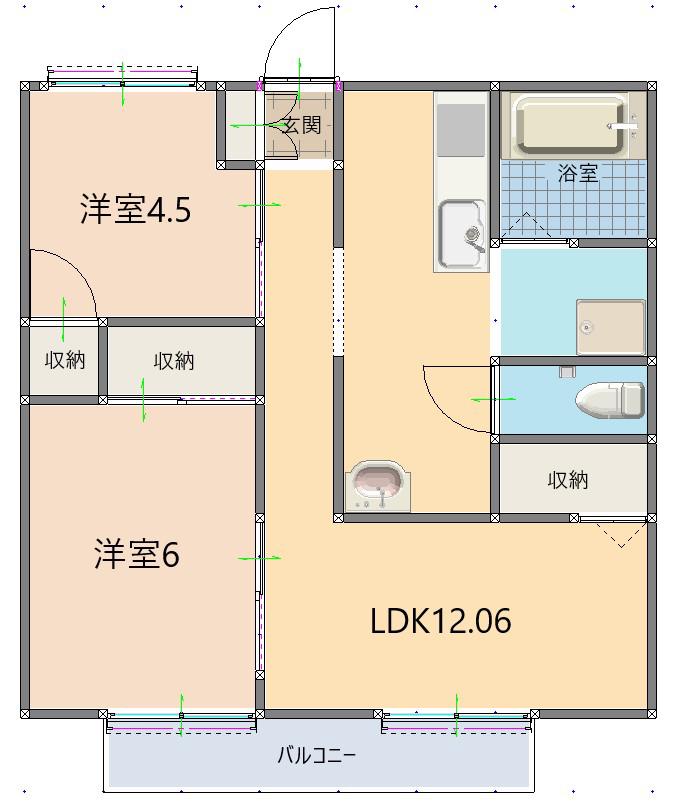 光陽台弐番館(3DK/2階)の間取り写真