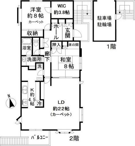 JR総武線 西荻窪駅 徒歩15分 2階建 築40年(2LDK/2階)の間取り写真