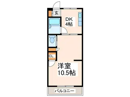 二本木ヒルズ(1DK/2階)の間取り写真