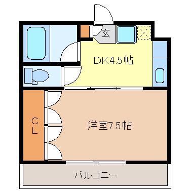 イーグルハイツ高松(1DK/2階)の間取り写真