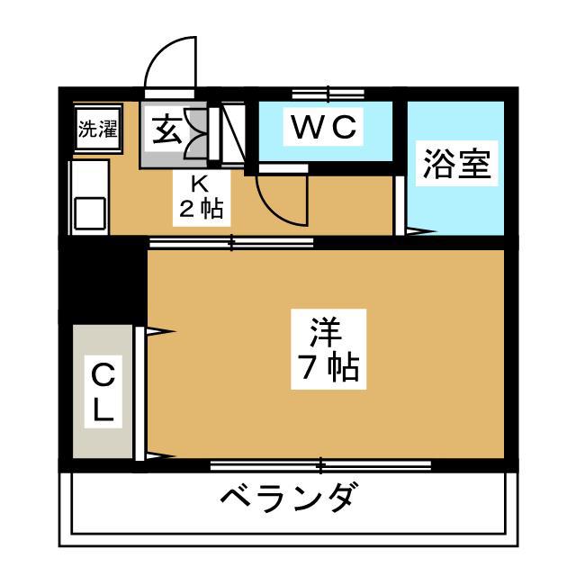 デルクール浦安(1K/1階)の間取り写真