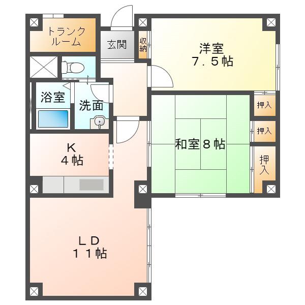 TY882(2LDK/1階)の間取り写真