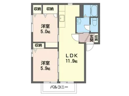 森子ハイツA(2LDK/1階)の間取り写真