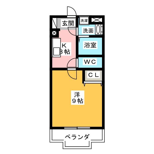 カウベルI(1K/3階)の間取り写真