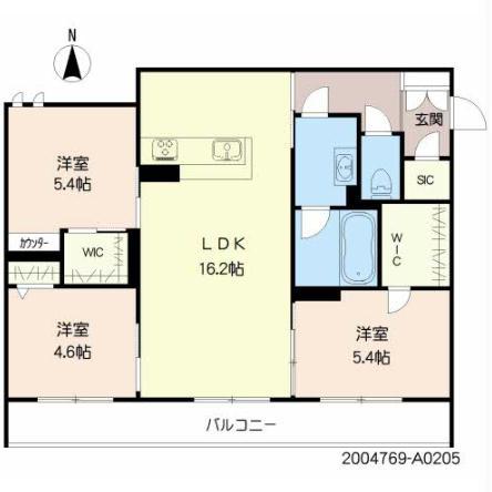 シャーメゾンARISTIO(3LDK/2階)の間取り写真