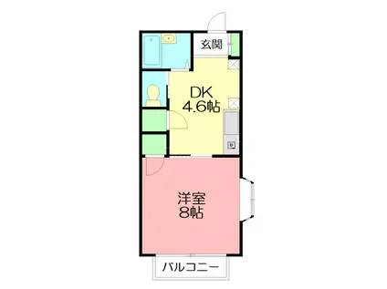 BELLハイツ湘南(1DK/2階)の間取り写真