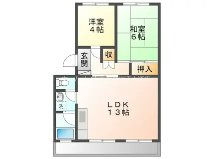 音羽ハイツ(2LDK/2階)の間取り写真