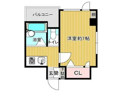 あけぼのコート(1K/3階)の間取り写真