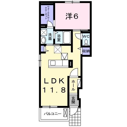 フランフランサクラB棟(1LDK/1階)の間取り写真