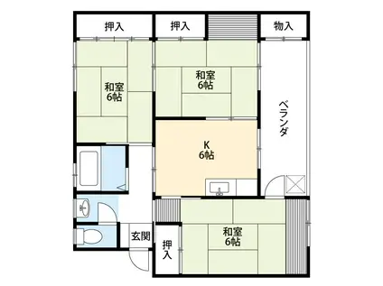 清野マンション(3K/1階)の間取り写真