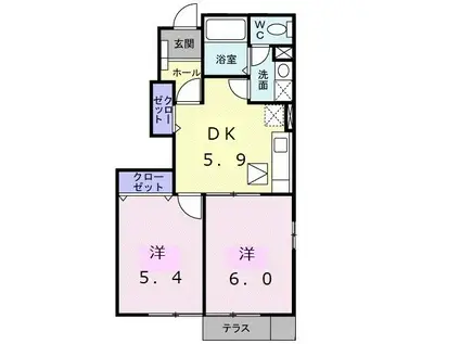 ソレアード葉中(2DK/1階)の間取り写真