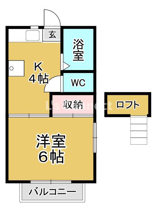 越路第一コーポナバタ(1DK/1階)の間取り写真