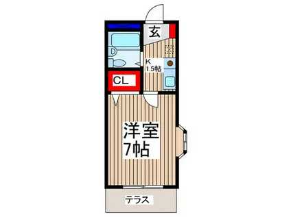 ミッキーハウス(1K/1階)の間取り写真