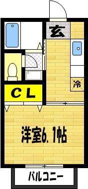 セピアコート(1K/1階)の間取り写真
