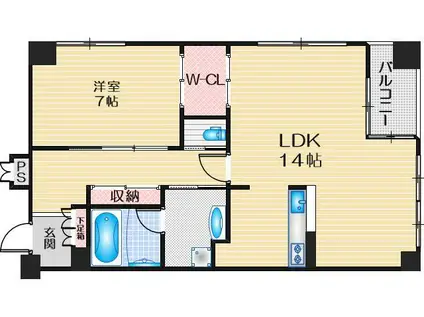 COSMION(1LDK/1階)の間取り写真