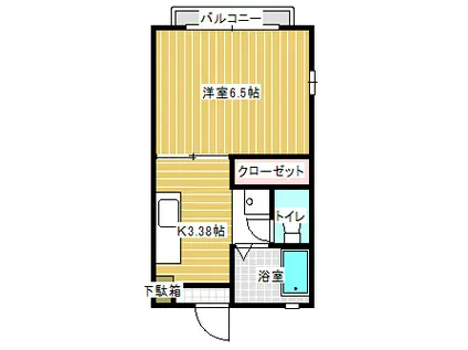 ヒルトップハウス(1K/1階)の間取り写真