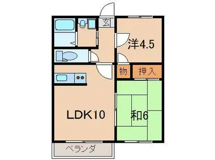 ゼルコウバ(2LDK/1階)の間取り写真
