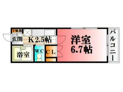 レジデンス山口2(1K/2階)の間取り写真