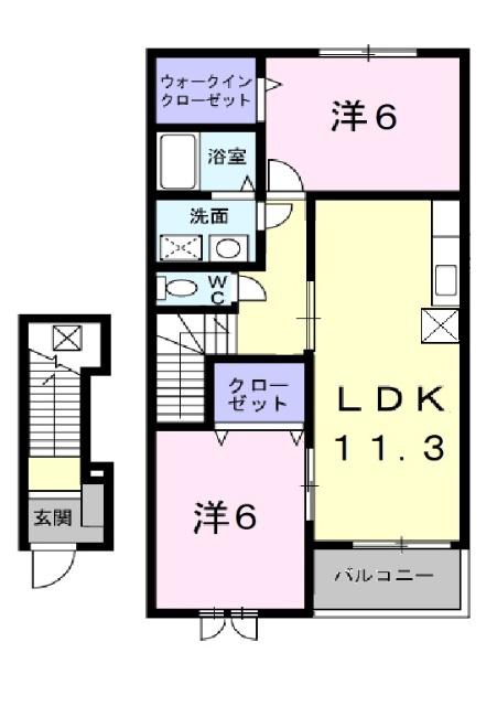 アルカンシェル(2LDK/2階)の間取り写真