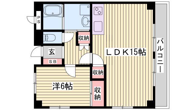 グリーンコスモ田井(1LDK/3階)の間取り写真